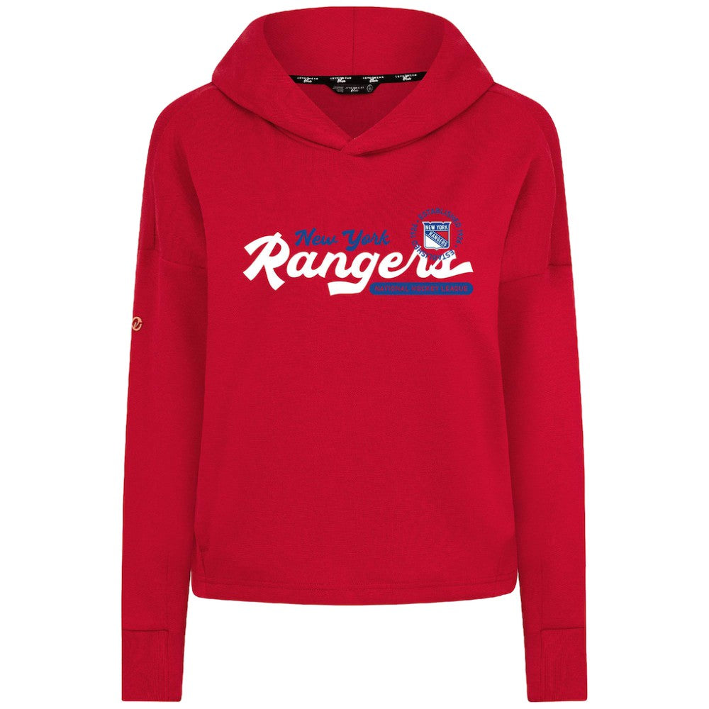 New York Rangers Levelwear Women's Sweet Monument Tri-Blend Cropped Pullover Hoodie - Red | US 203145661
