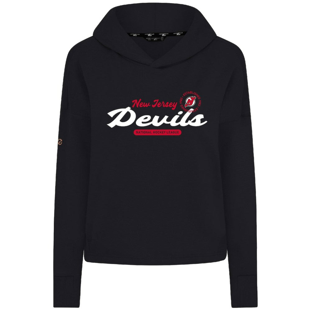 New Jersey Devils Levelwear Women's Sweet Monument Tri-Blend Cropped Pullover Hoodie - Black | US 203145669