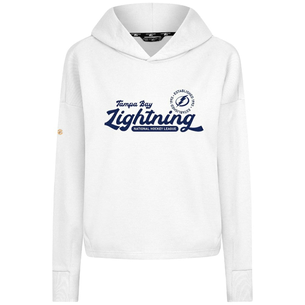 Tampa Bay Lightning Levelwear Women's Sweet Monument Tri-Blend Cropped Pullover Hoodie - White | US 203145670