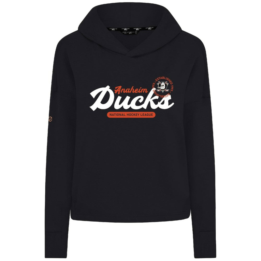 Anaheim Ducks Levelwear Women's Sweet Monument Tri-Blend Cropped Pullover Hoodie - Black | US 203145675