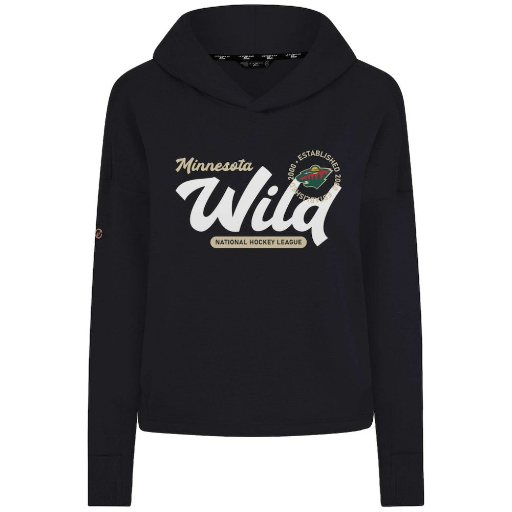 Minnesota Wild Levelwear Women's Sweet Monument Tri-Blend Cropped Pullover Hoodie - Black | US 203145676