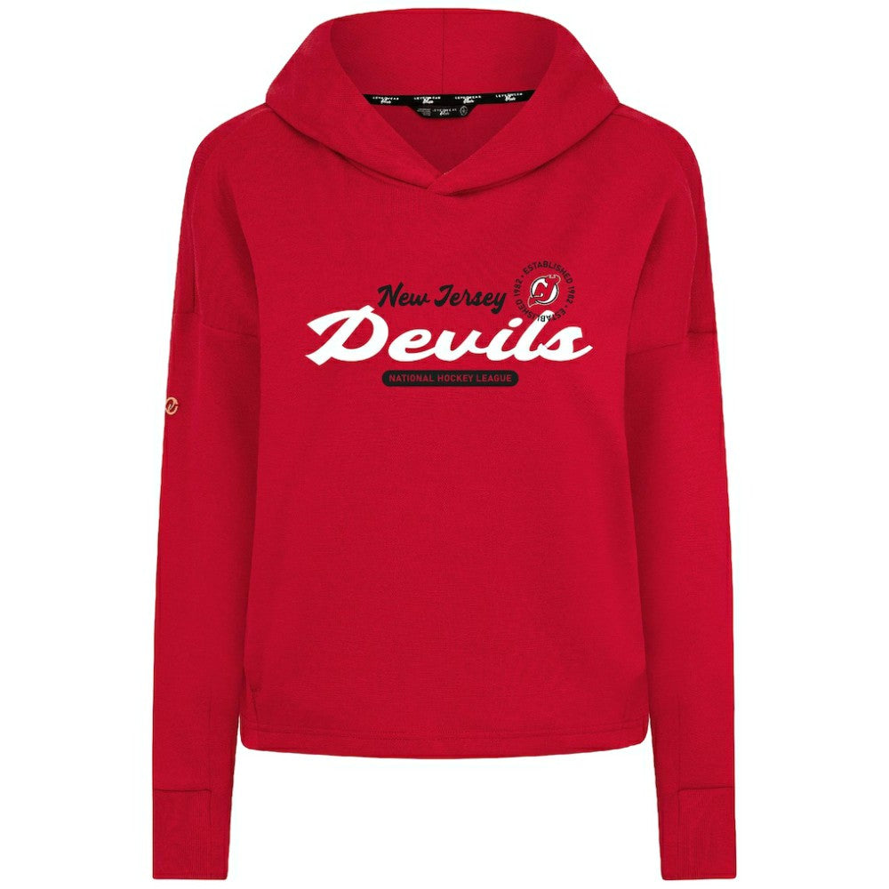 New Jersey Devils Levelwear Women's Sweet Monument Tri-Blend Cropped Pullover Hoodie - Red | US 203145677