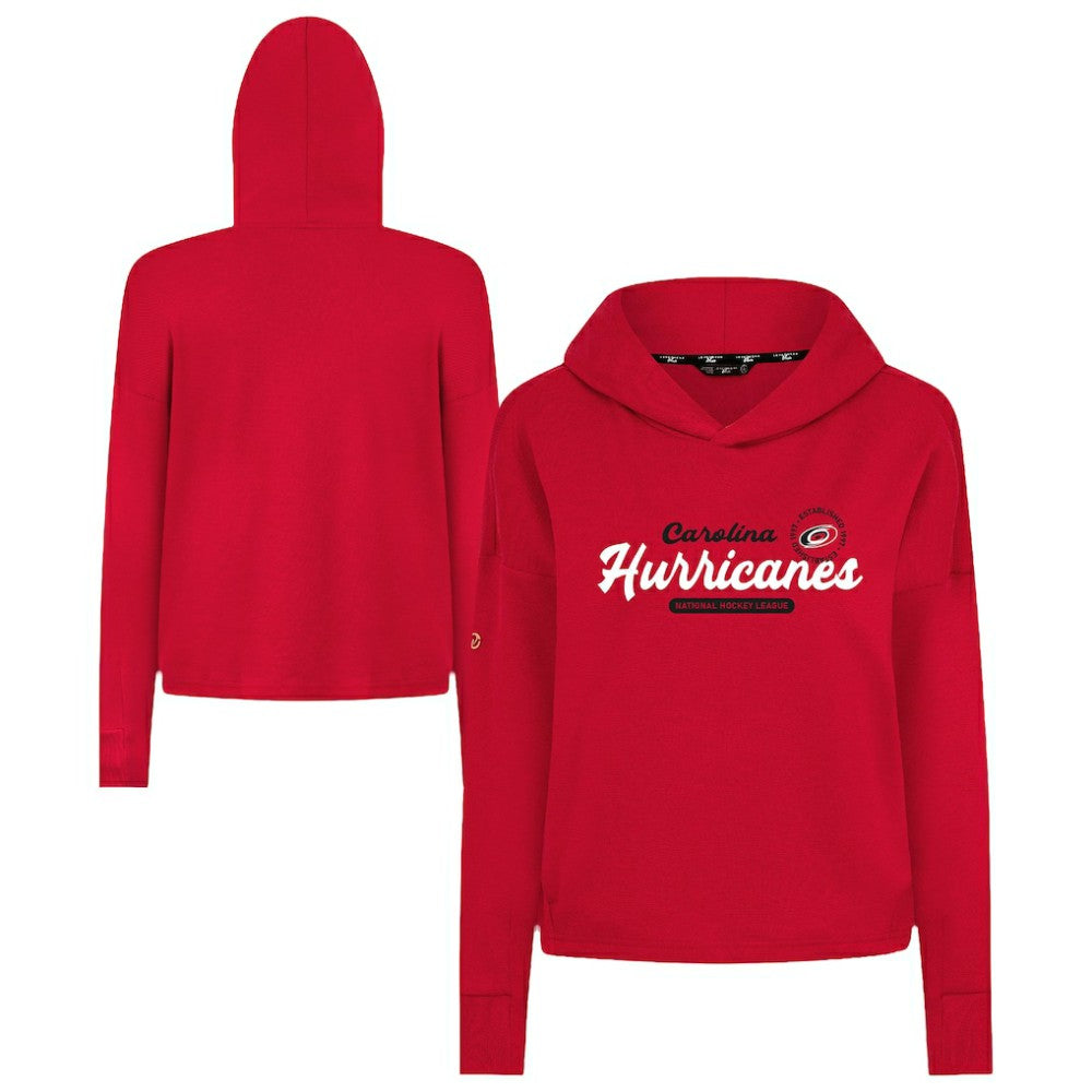 Carolina Hurricanes Levelwear Women's Sweet Monument Tri-Blend Cropped Pullover Hoodie - Red | US 203145678
