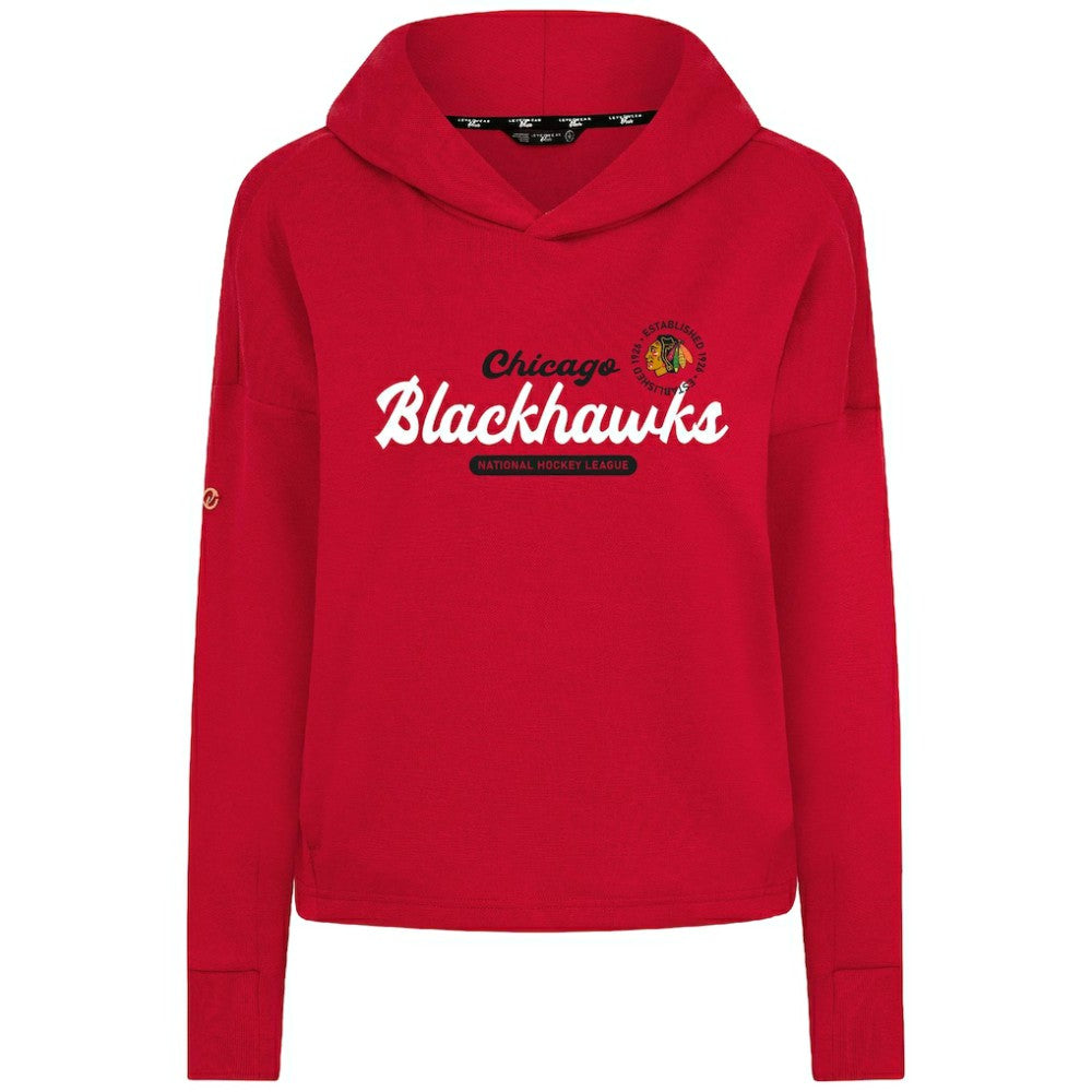 Chicago Blackhawks Levelwear Women's Sweet Monument Tri-Blend Cropped Pullover Hoodie - Red | US 203145679