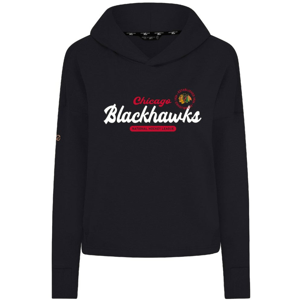 Chicago Blackhawks Levelwear Women's Sweet Monument Tri-Blend Cropped Pullover Hoodie - Black | US 203145682