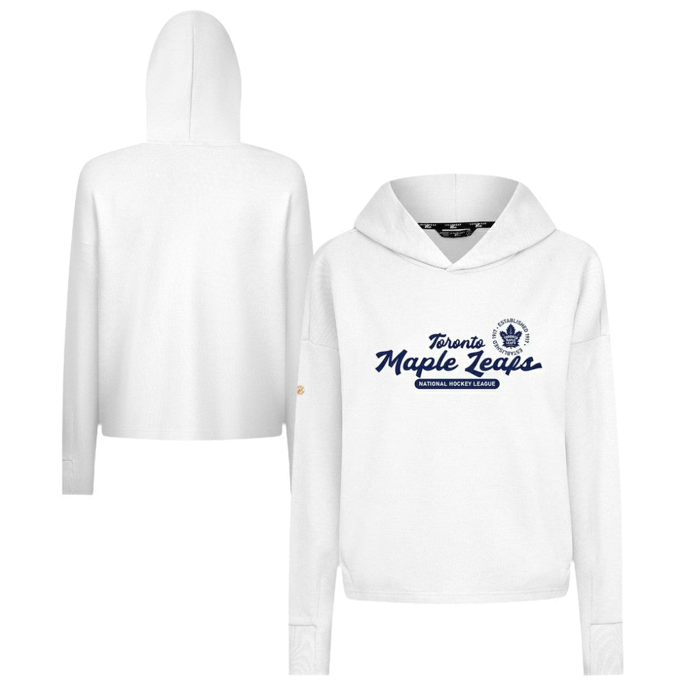 Toronto Maple Leafs Levelwear Women's Sweet Monument Tri-Blend Cropped Pullover Hoodie - White | US 203145688