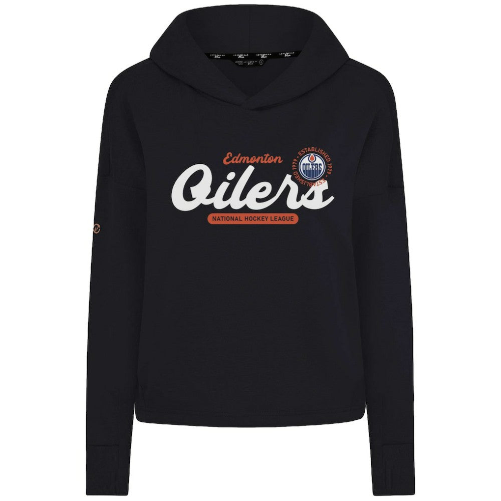 Edmonton Oilers Levelwear Women's Sweet Monument Tri-Blend Cropped Pullover Hoodie - Black | US 203145689