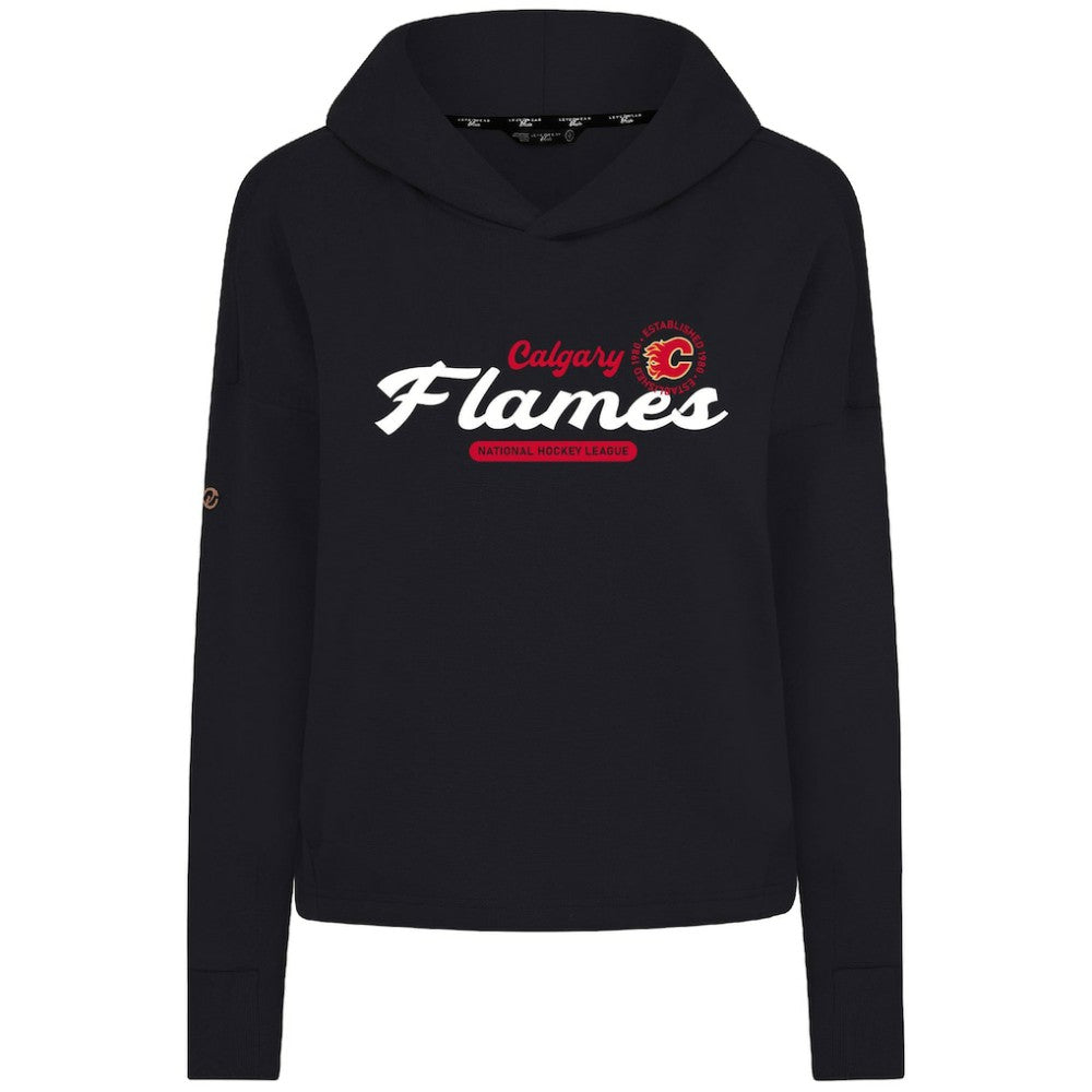 Calgary Flames Levelwear Women's Sweet Monument Tri-Blend Cropped Pullover Hoodie - Black | US 203145693