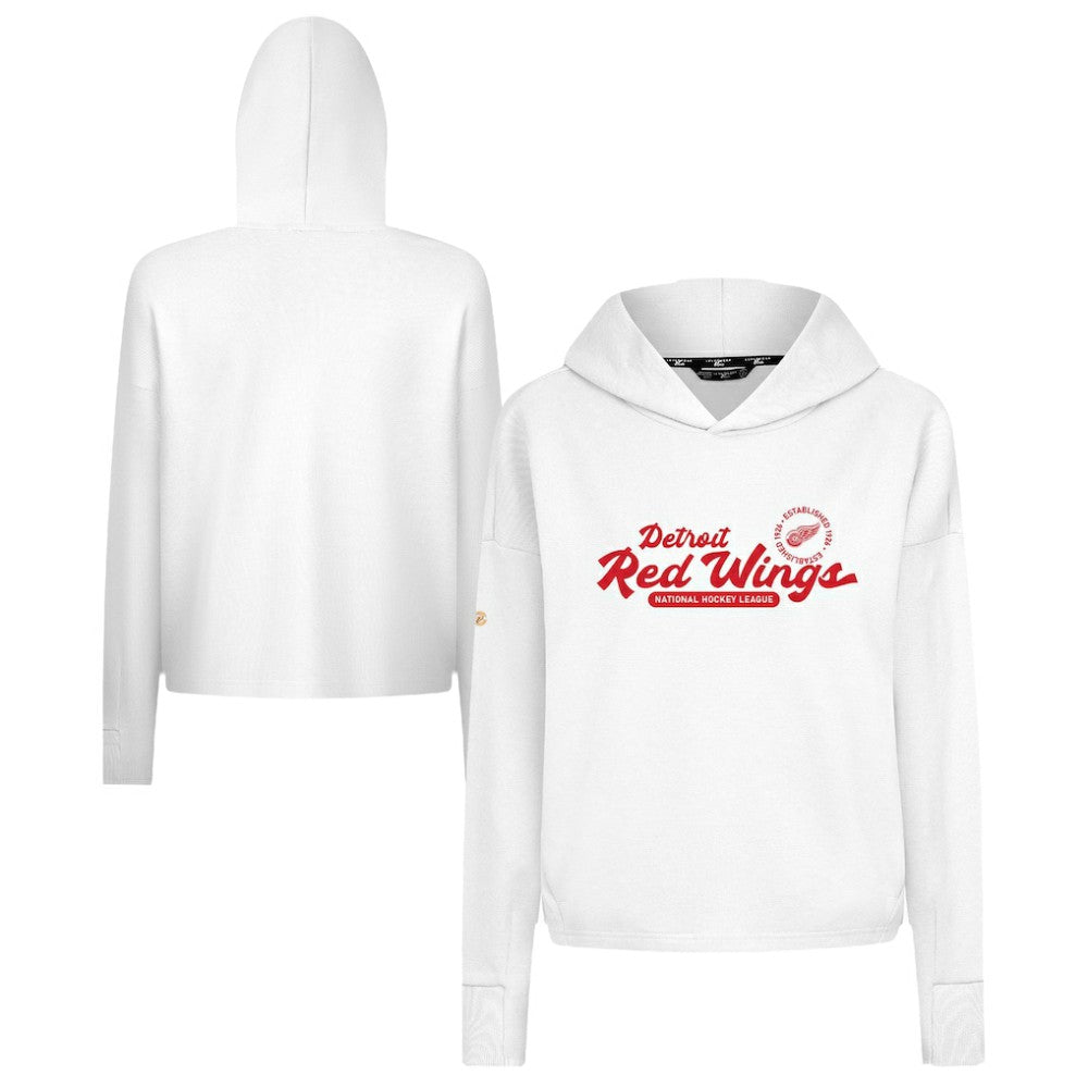 Detroit Red Wings Levelwear Women's Sweet Monument Tri-Blend Cropped Pullover Hoodie - White | US 203145694