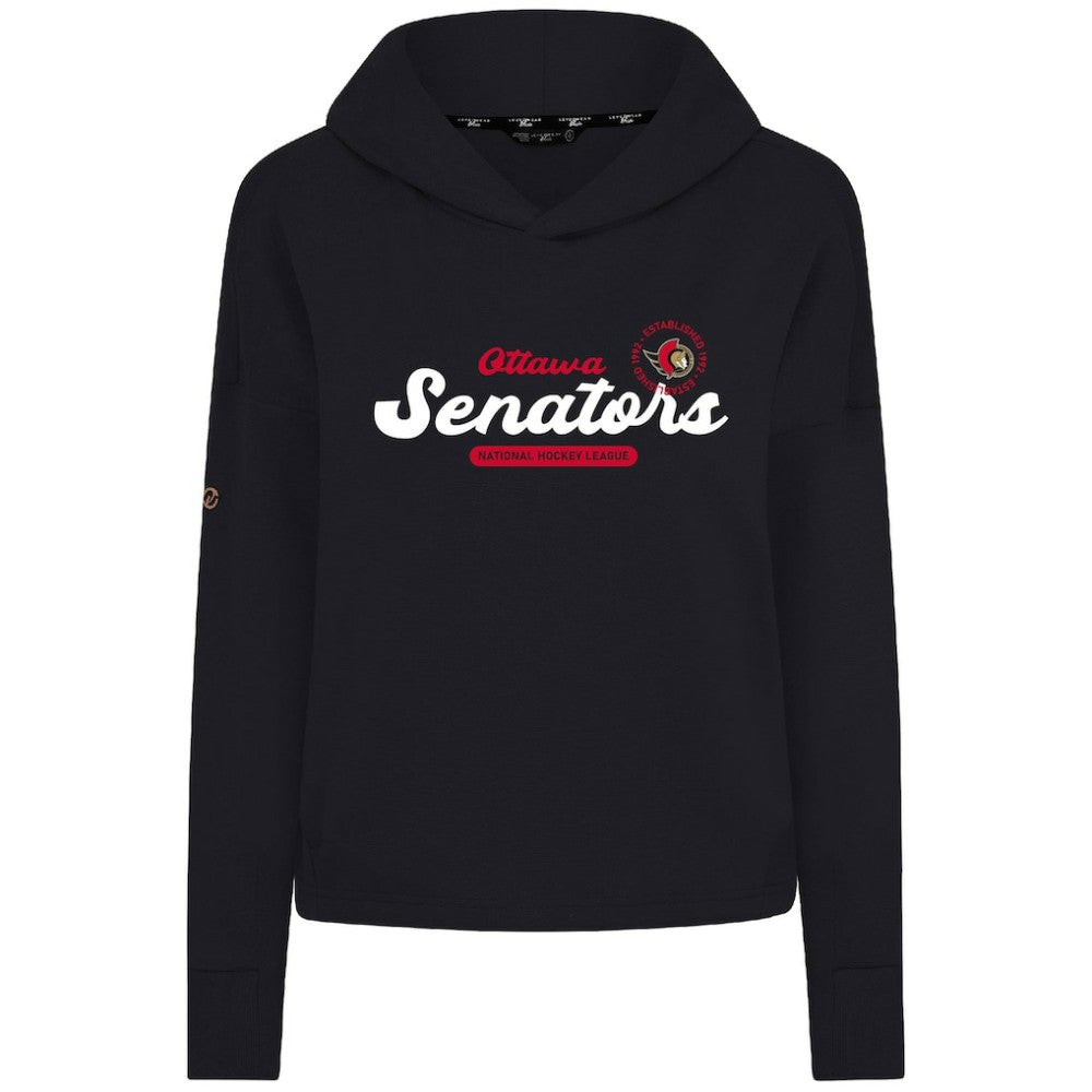 Ottawa Senators Levelwear Women's Sweet Monument Tri-Blend Cropped Pullover Hoodie - Black | US 203145695
