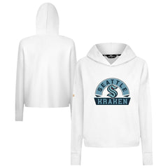 Seattle Kraken Levelwear Women's Sweet Banner Arch Tri-Blend Cropped Pullover Hoodie - White | US 203145696