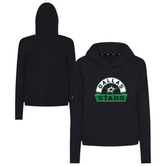 Dallas Stars Levelwear Women's Sweet Banner Arch Tri-Blend Cropped Pullover Hoodie - Black | US 203145698