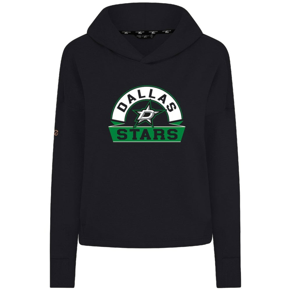 Dallas Stars Levelwear Women's Sweet Banner Arch Tri-Blend Cropped Pullover Hoodie - Black | US 203145698