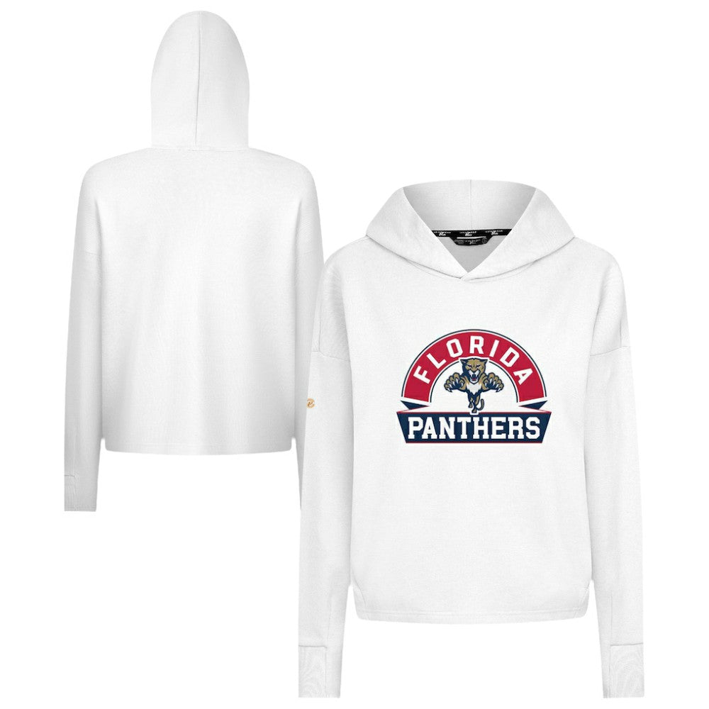 Florida Panthers Levelwear Women's Sweet Banner Arch Tri-Blend Cropped Pullover Hoodie - White | US 203145699