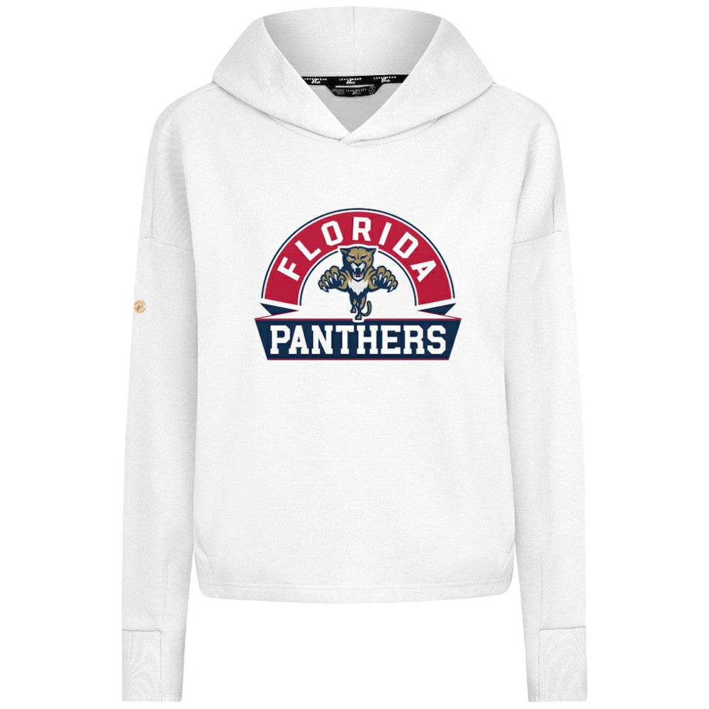 Florida Panthers Levelwear Women's Sweet Banner Arch Tri-Blend Cropped Pullover Hoodie - White | US 203145699