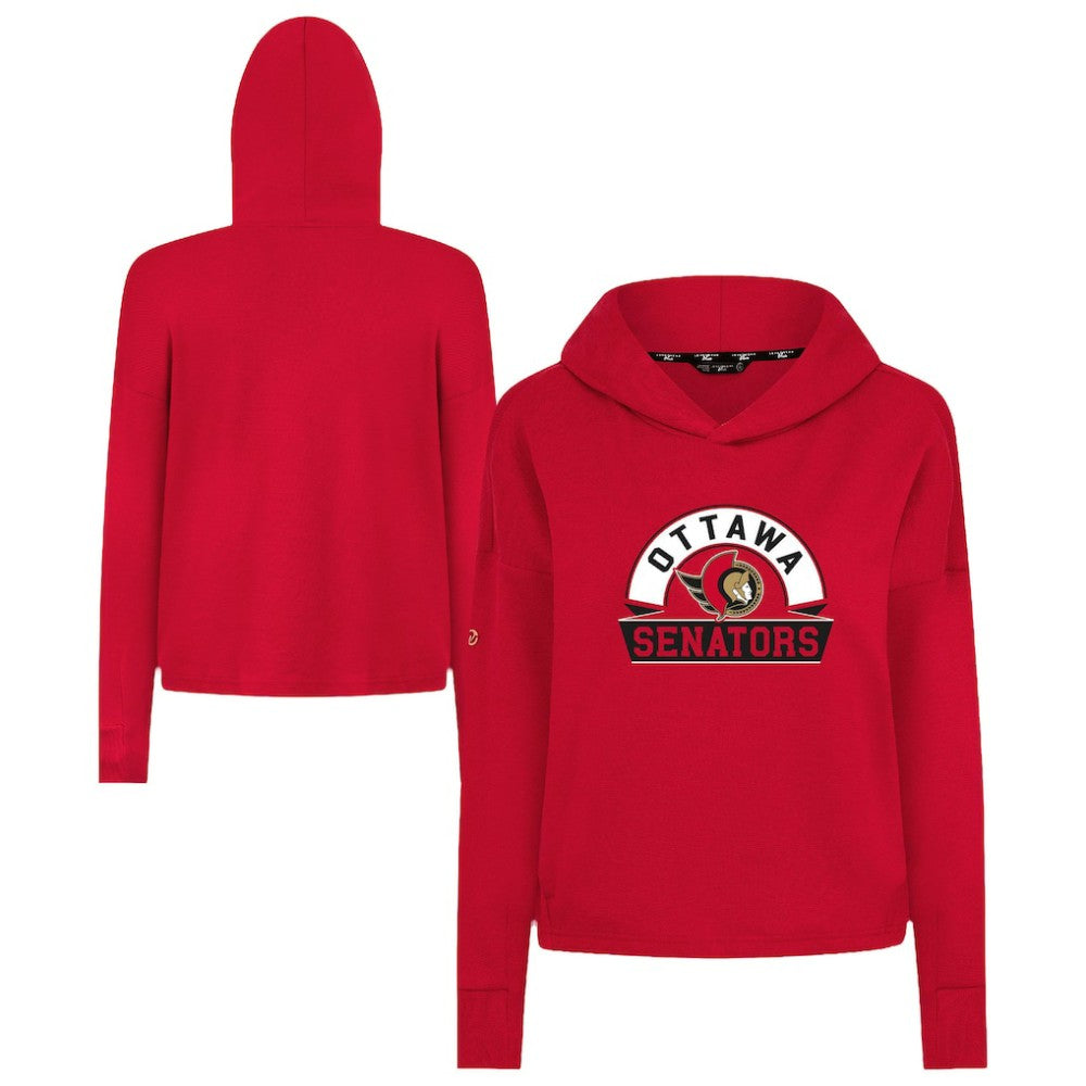 Ottawa Senators Levelwear Women's Sweet Banner Arch Tri-Blend Cropped Pullover Hoodie - Red | US 203145701
