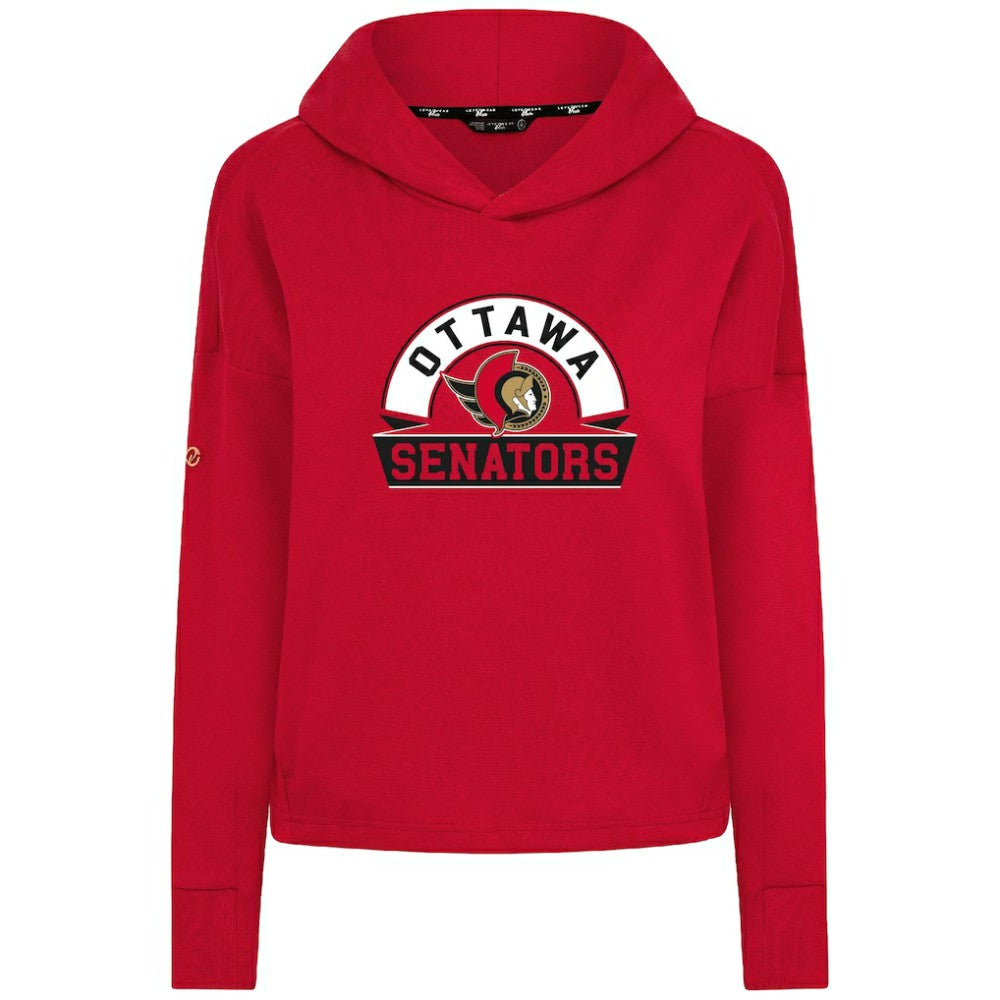 Ottawa Senators Levelwear Women's Sweet Banner Arch Tri-Blend Cropped Pullover Hoodie - Red | US 203145701