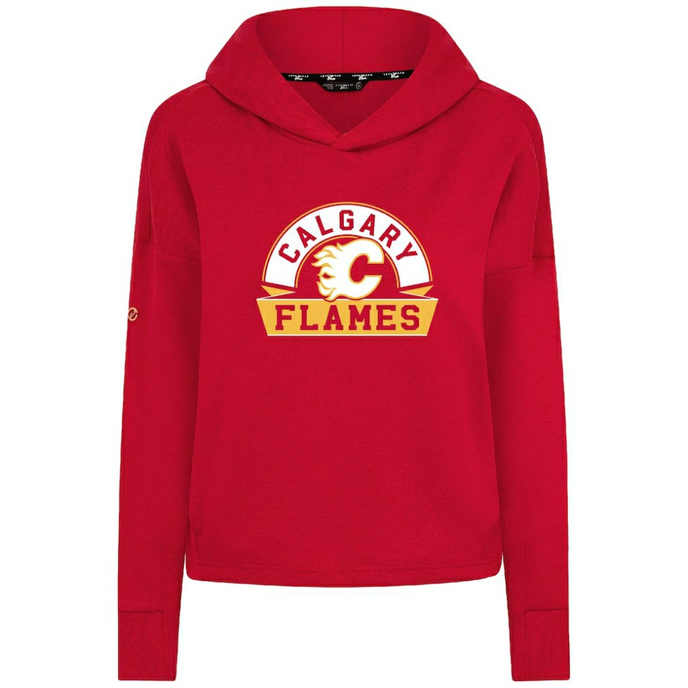 Calgary Flames Levelwear Women's Sweet Banner Arch Tri-Blend Cropped Pullover Hoodie - Red | US 203145702