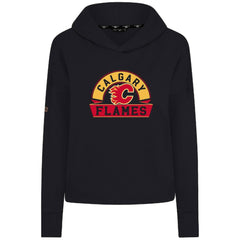 Calgary Flames Levelwear Women's Sweet Banner Arch Tri-Blend Cropped Pullover Hoodie - Black | US 203145703
