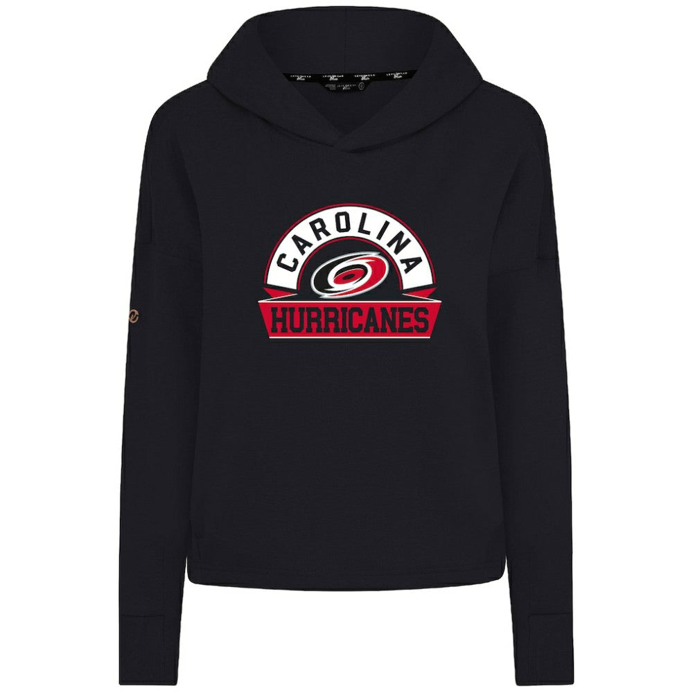 Carolina Hurricanes Levelwear Women's Sweet Banner Arch Tri-Blend Cropped Pullover Hoodie - Black | US 203145704