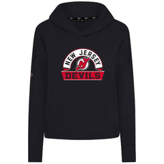 New Jersey Devils Levelwear Women's Sweet Banner Arch Tri-Blend Cropped Pullover Hoodie - Black | US 203145706