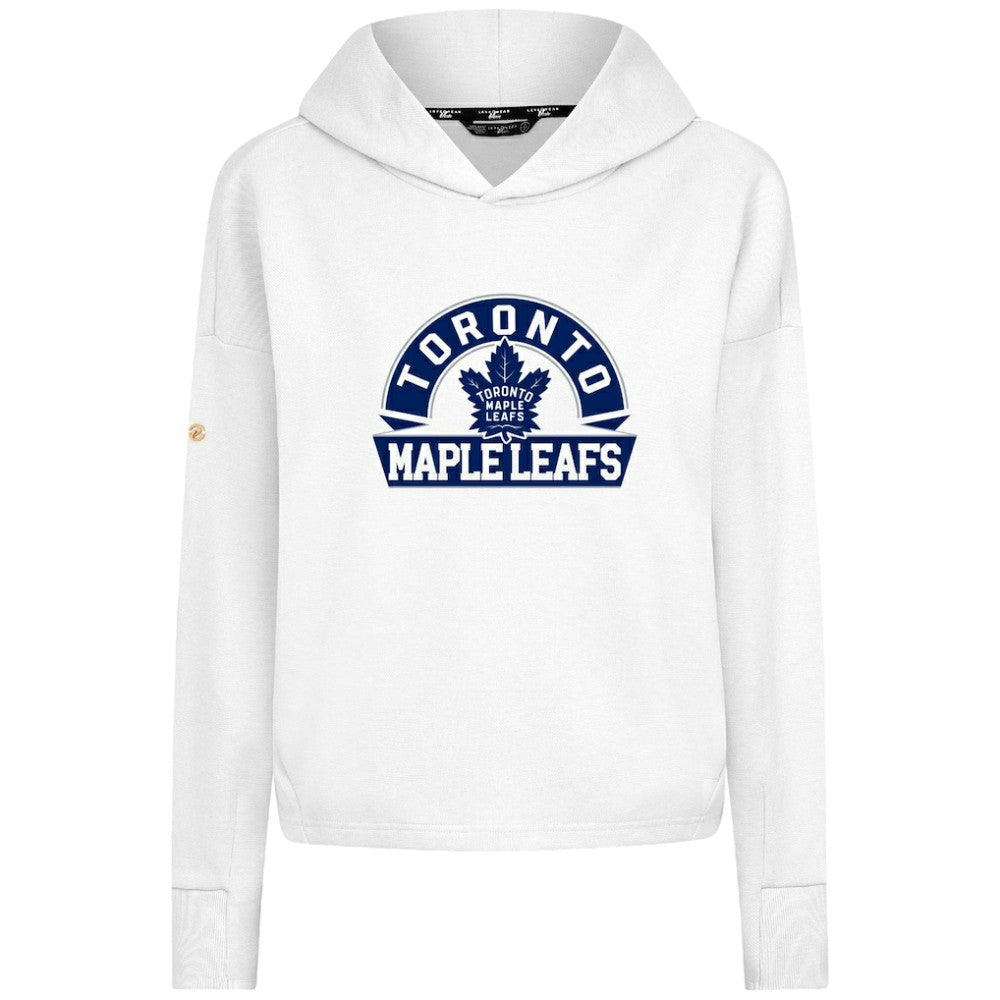 Toronto Maple Leafs Levelwear Women's Sweet Banner Arch Tri-Blend Cropped Pullover Hoodie - White | US 203145707