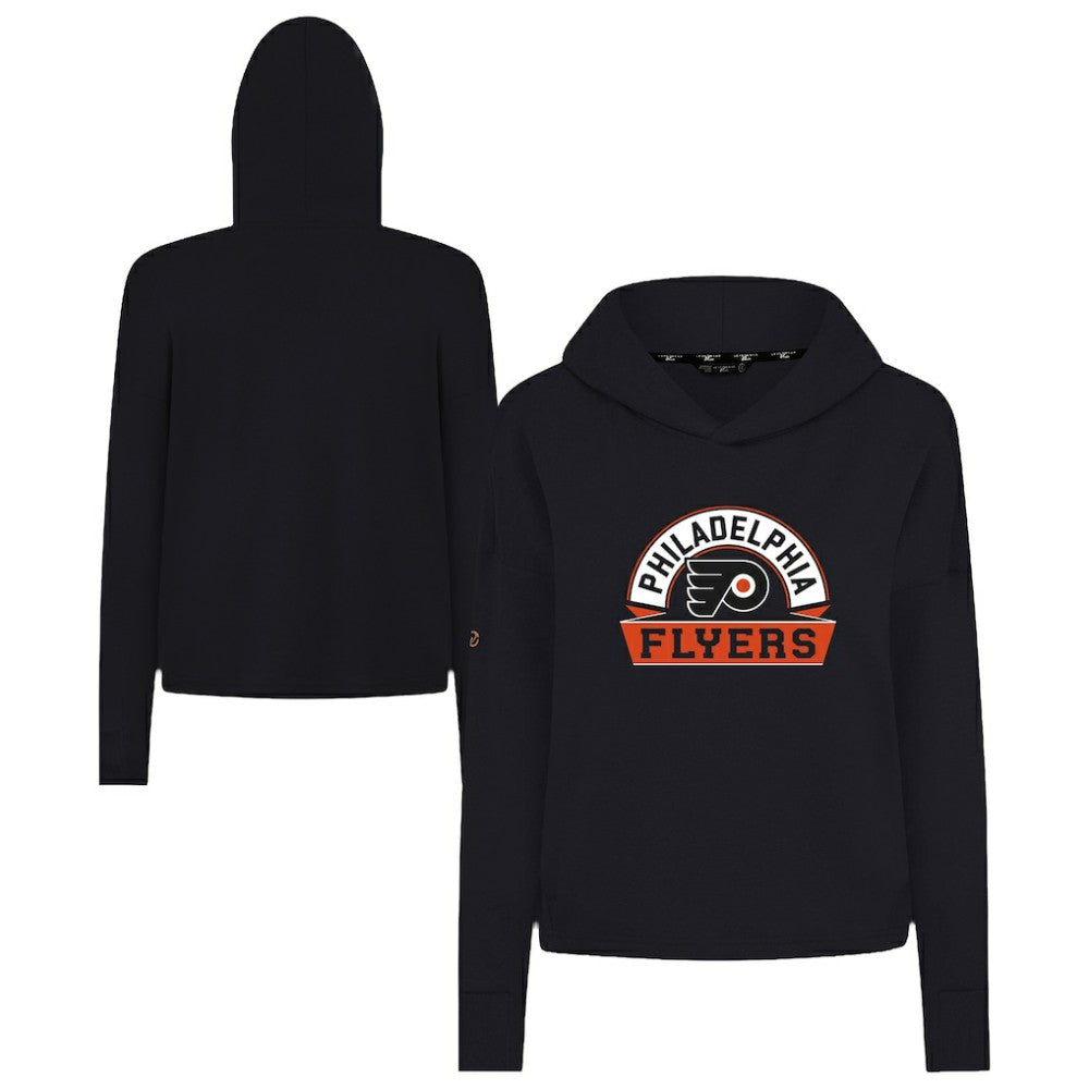Philadelphia Flyers Levelwear Women's Sweet Banner Arch Tri-Blend Cropped Pullover Hoodie - Black | US 203145708