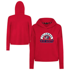 Columbus Blue Jackets Levelwear Women's Sweet Banner Arch Tri-Blend Cropped Pullover Hoodie - Red | US 203145713