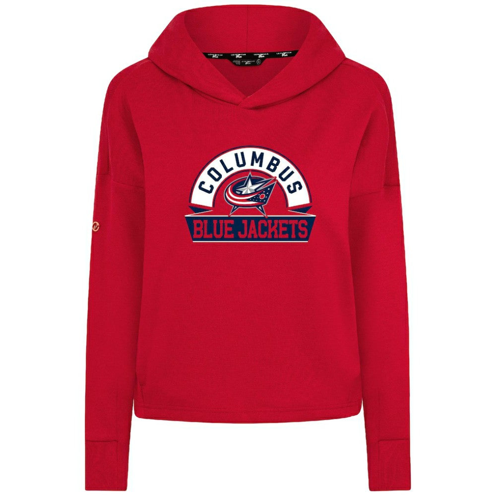 Columbus Blue Jackets Levelwear Women's Sweet Banner Arch Tri-Blend Cropped Pullover Hoodie - Red | US 203145713