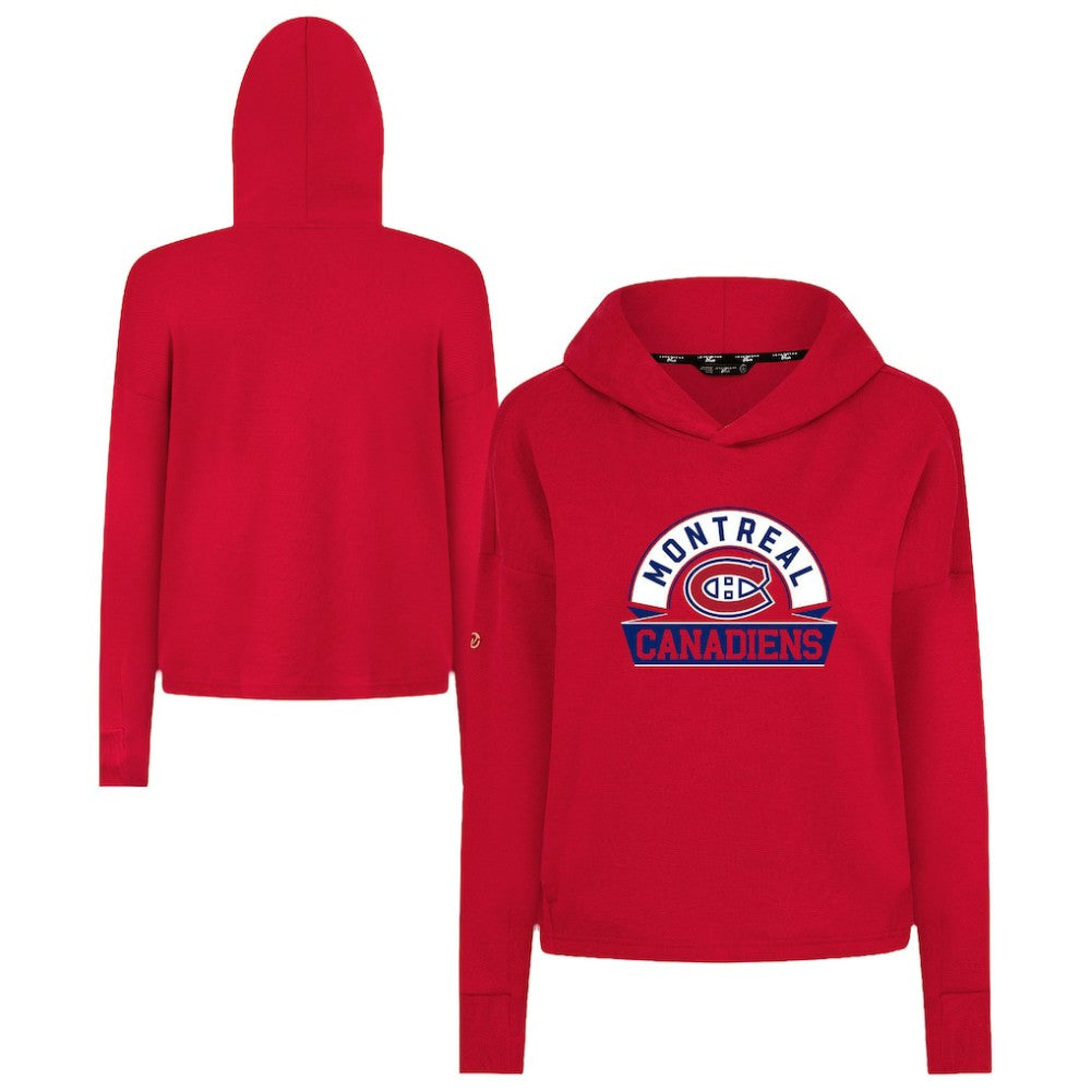 Montreal Canadiens Levelwear Women's Sweet Banner Arch Tri-Blend Cropped Pullover Hoodie - Red | US 203145714