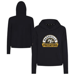Nashville Predators Levelwear Women's Sweet Banner Arch Tri-Blend Cropped Pullover Hoodie - Black | US 203145715