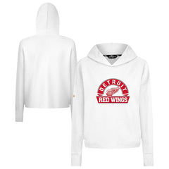 Detroit Red Wings Levelwear Women's Sweet Banner Arch Tri-Blend Cropped Pullover Hoodie - White | US 203145720