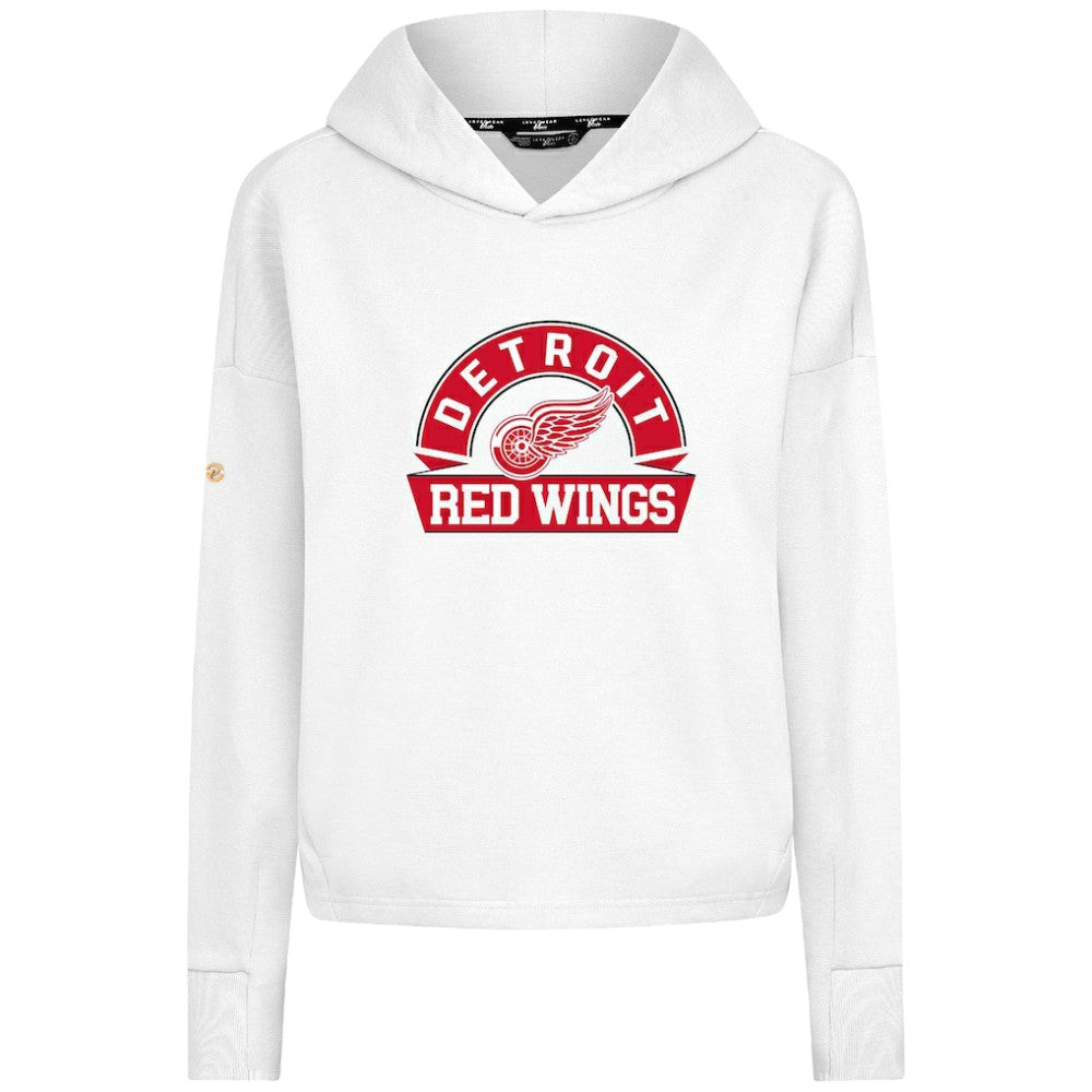 Detroit Red Wings Levelwear Women's Sweet Banner Arch Tri-Blend Cropped Pullover Hoodie - White | US 203145720