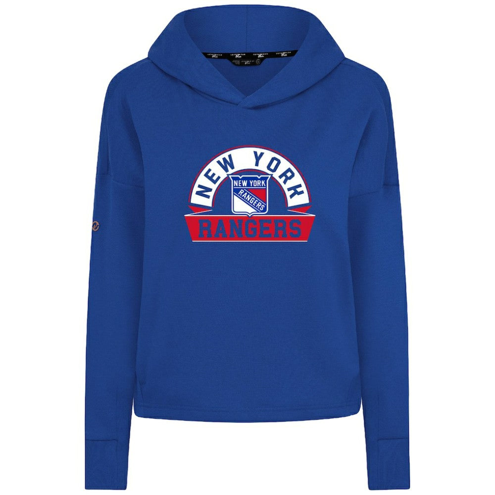 New York Rangers Levelwear Women's Sweet Banner Arch Tri-Blend Cropped Pullover Hoodie - Royal | US 203145721