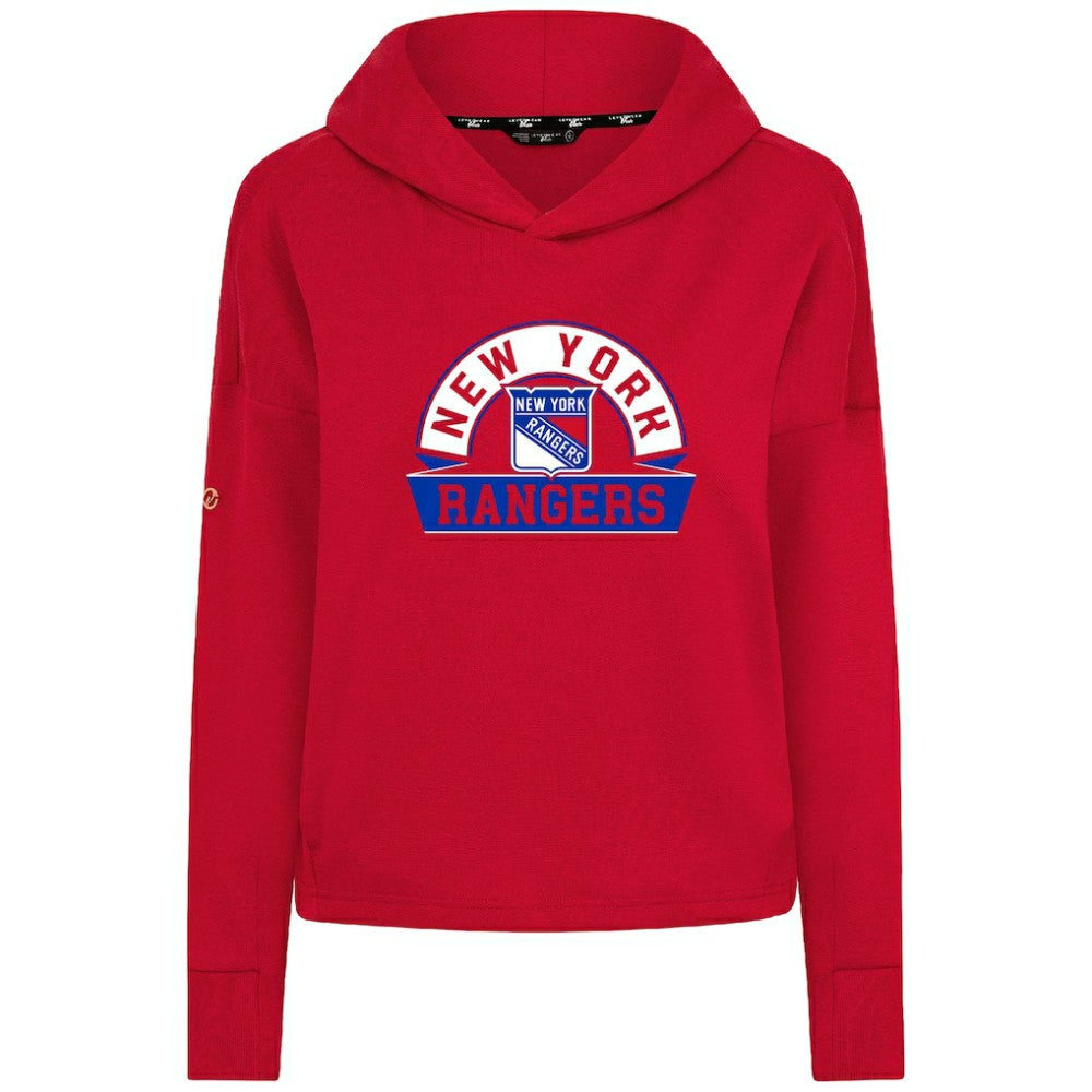 New York Rangers Levelwear Women's Sweet Banner Arch Tri-Blend Cropped Pullover Hoodie - Red | US 203145722