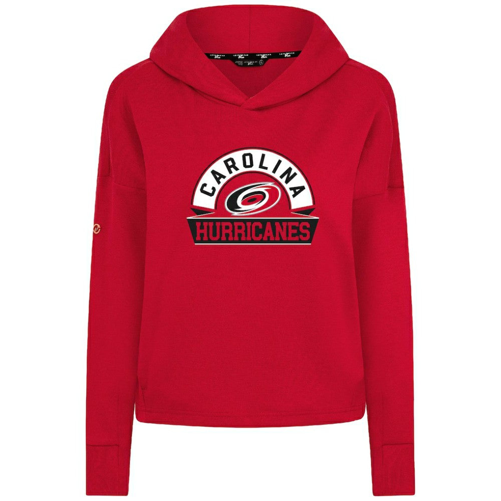 Carolina Hurricanes Levelwear Women's Sweet Banner Arch Tri-Blend Cropped Pullover Hoodie - Red | US 203145723