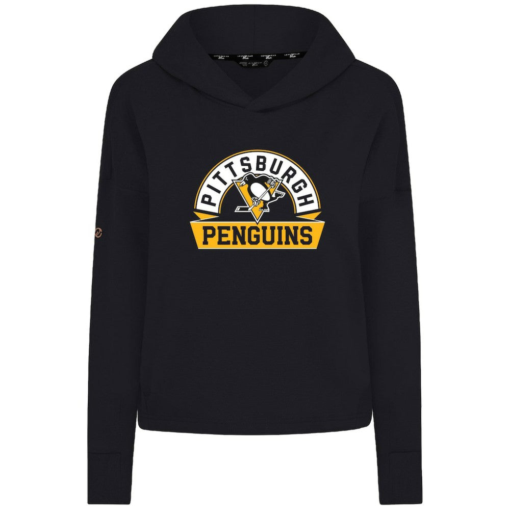 Pittsburgh Penguins Levelwear Women's Sweet Banner Arch Tri-Blend Cropped Pullover Hoodie - Black | US 203145726