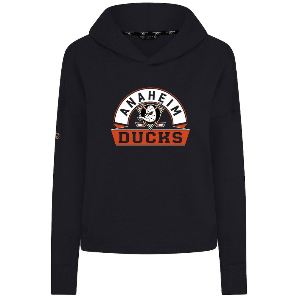 Anaheim Ducks Levelwear Women's Sweet Banner Arch Tri-Blend Cropped Pullover Hoodie - Black | US 203145728