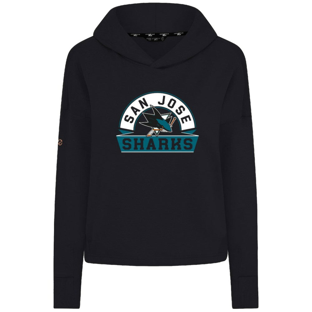 San Jose Sharks Levelwear Women's Sweet Banner Arch Tri-Blend Cropped Pullover Hoodie - Black | US 203145729