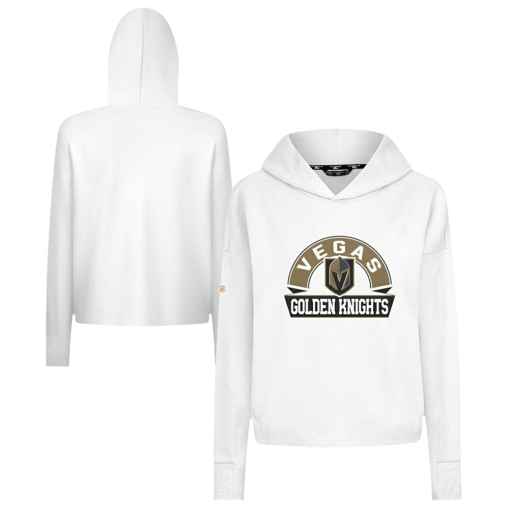 Vegas Golden Knights Levelwear Women's Sweet Banner Arch Tri-Blend Cropped Pullover Hoodie - White | US 203145730