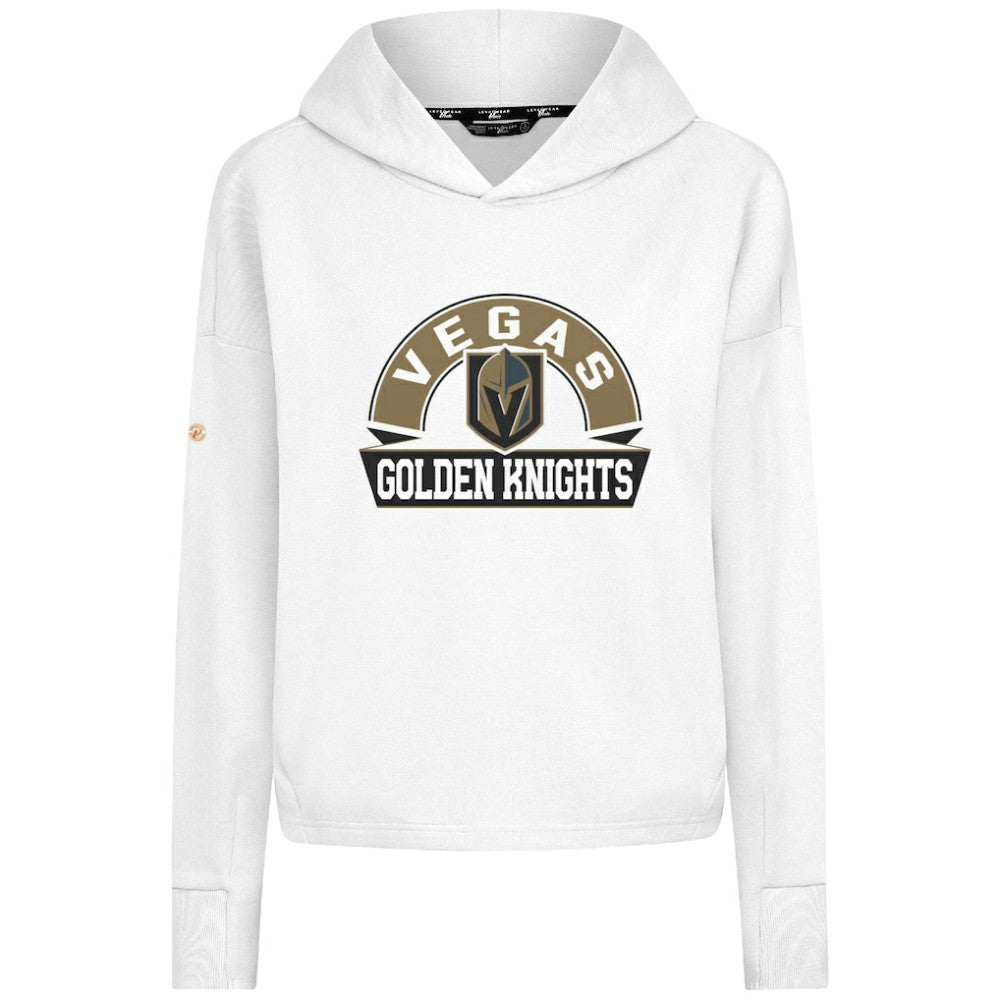 Vegas Golden Knights Levelwear Women's Sweet Banner Arch Tri-Blend Cropped Pullover Hoodie - White | US 203145730