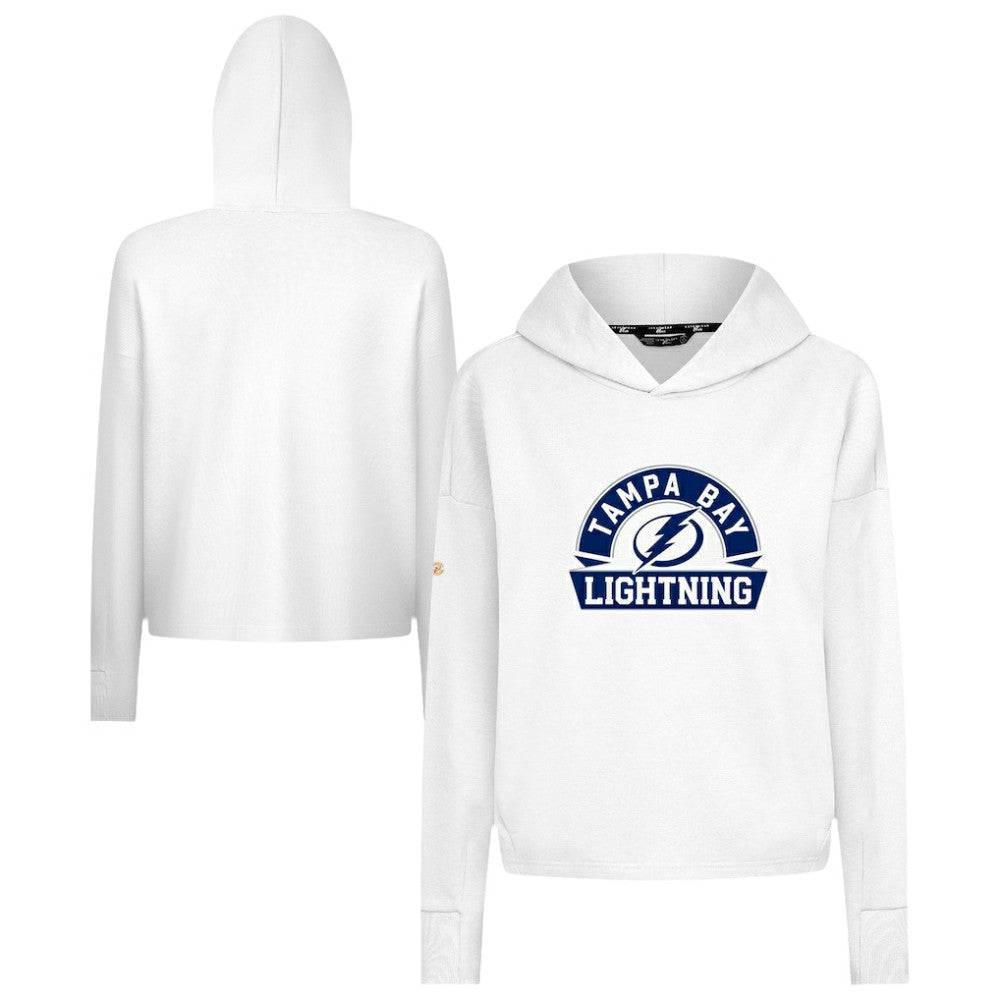 Tampa Bay Lightning Levelwear Women's Sweet Banner Arch Tri-Blend Cropped Pullover Hoodie - White | US 203145731