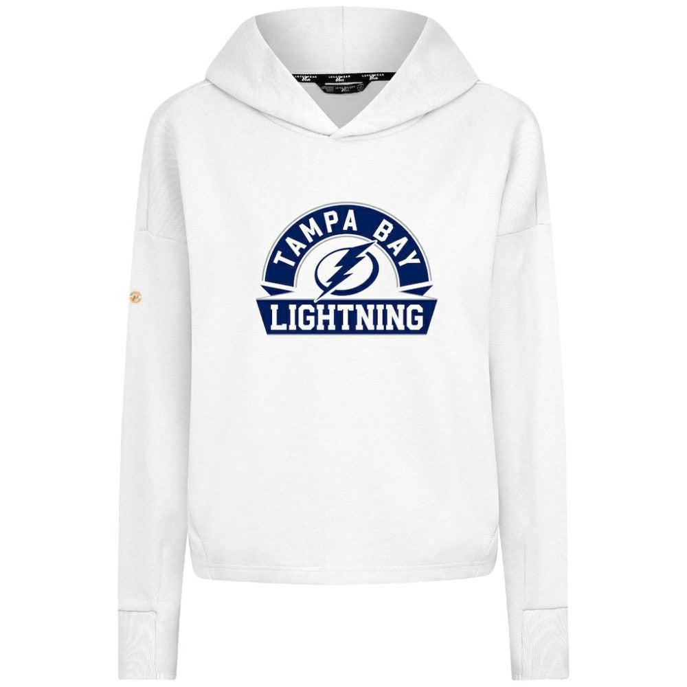 Tampa Bay Lightning Levelwear Women's Sweet Banner Arch Tri-Blend Cropped Pullover Hoodie - White | US 203145731