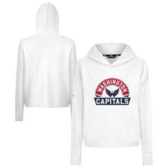 Washington Capitals Levelwear Women's Sweet Banner Arch Tri-Blend Cropped Pullover Hoodie - White | US 203145732