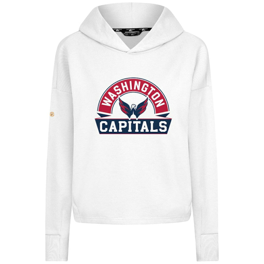 Washington Capitals Levelwear Women's Sweet Banner Arch Tri-Blend Cropped Pullover Hoodie - White | US 203145732