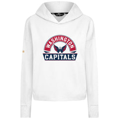 Washington Capitals Levelwear Women's Sweet Banner Arch Tri-Blend Cropped Pullover Hoodie - White | US 203145732