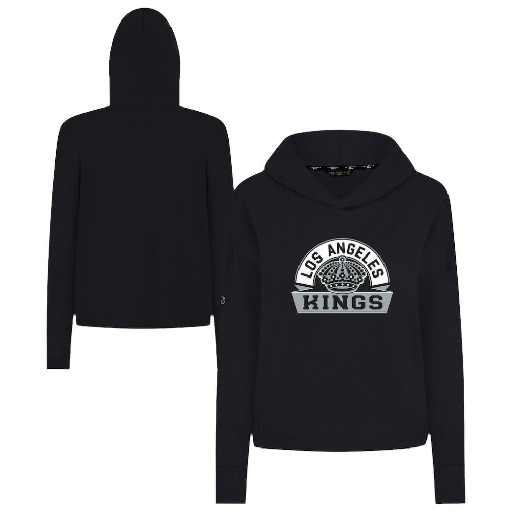Los Angeles Kings Levelwear Women's Sweet Banner Arch Tri-Blend Cropped Pullover Hoodie - Black | US 203145733