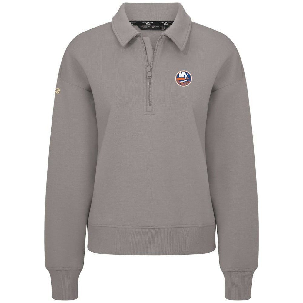 New York Islanders Levelwear Women's Canmore Quarter-Zip Pullover - Gray | US 203145737
