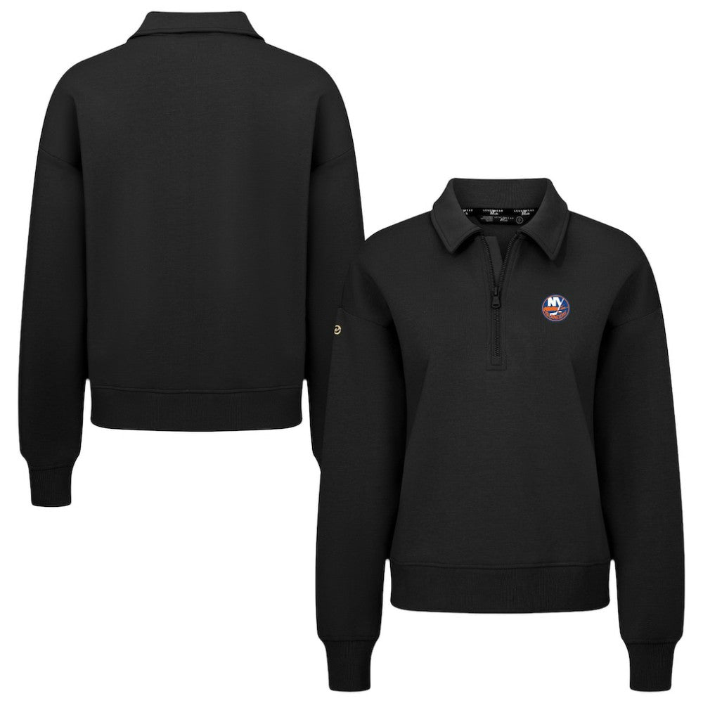 New York Islanders Levelwear Women's Canmore Quarter-Zip Pullover - Black | US 203145738