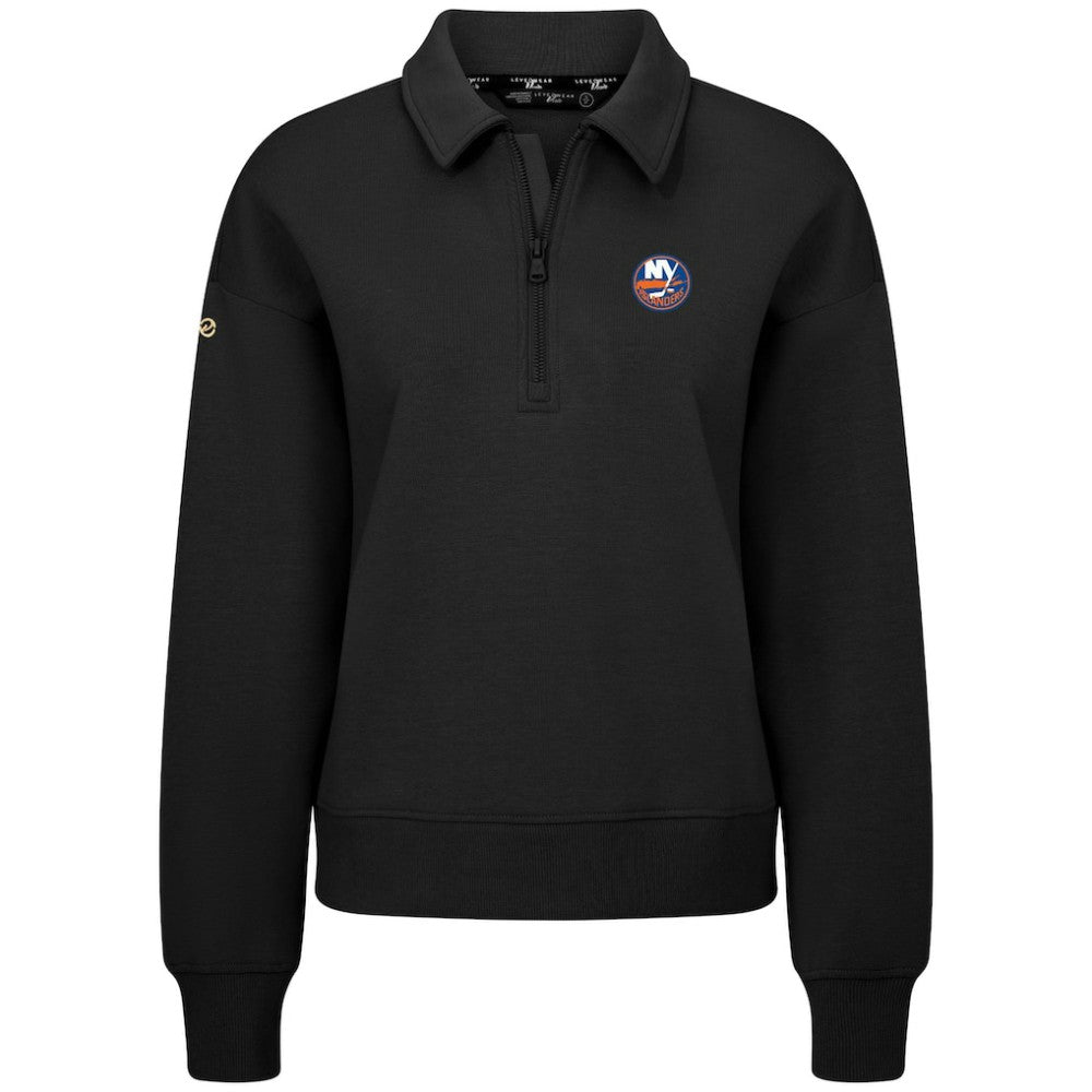 New York Islanders Levelwear Women's Canmore Quarter-Zip Pullover - Black | US 203145738